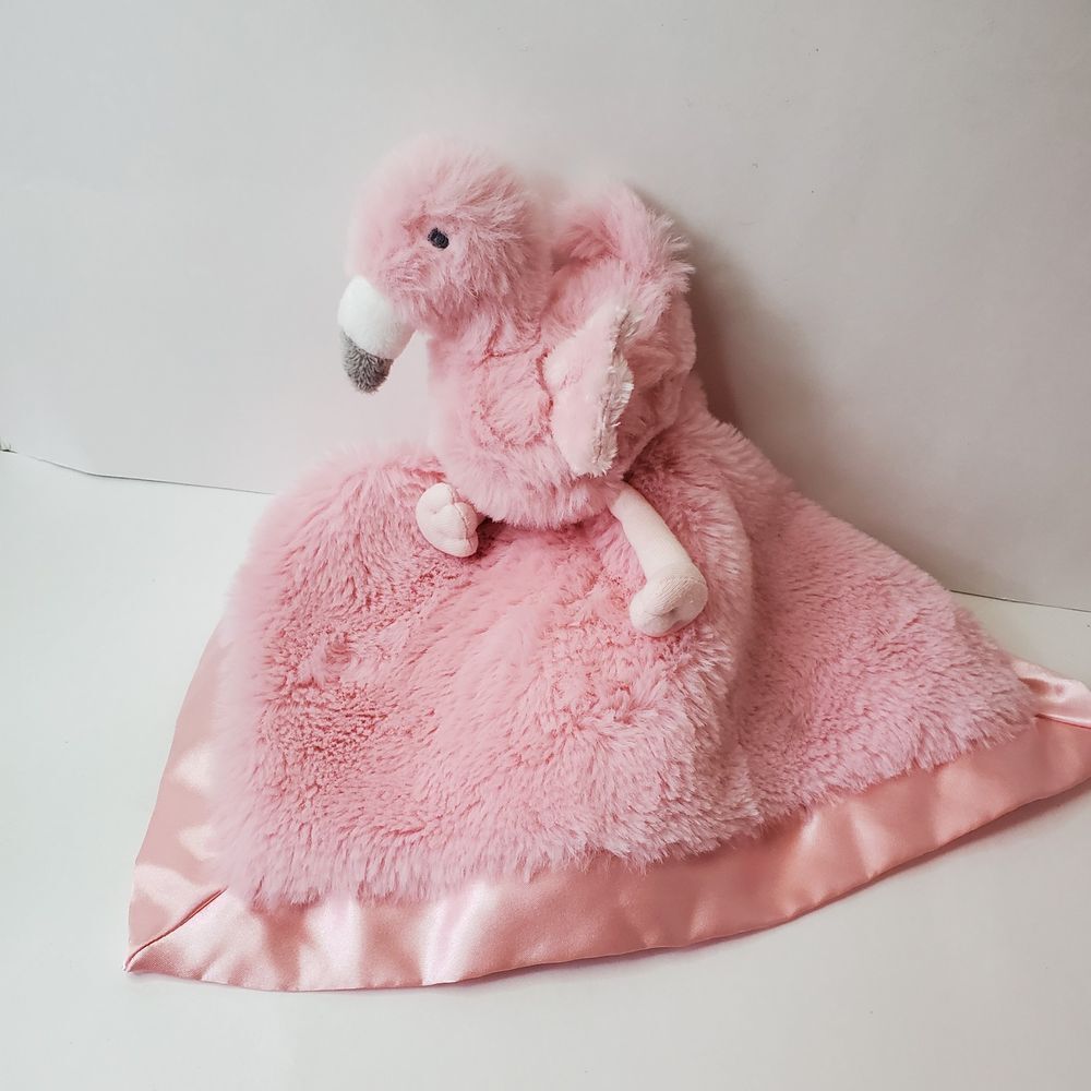 Cloud Island Lovey Plush Pink Flamingo Soft Security Baby Blanket Satin Trim 13"